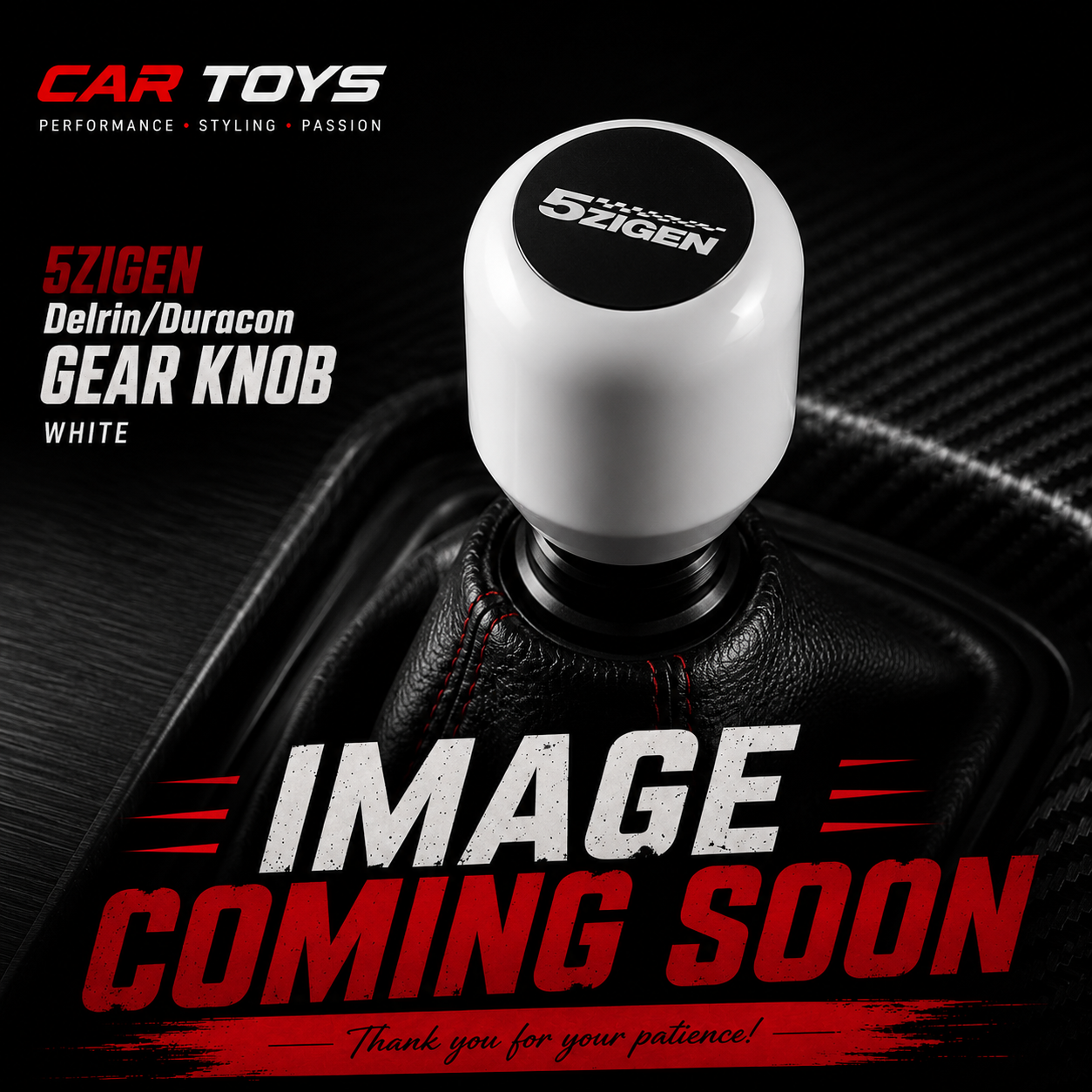 5ZIGEN Delrin/Duracon GEAR KNOB WHITE Short M12x1.25