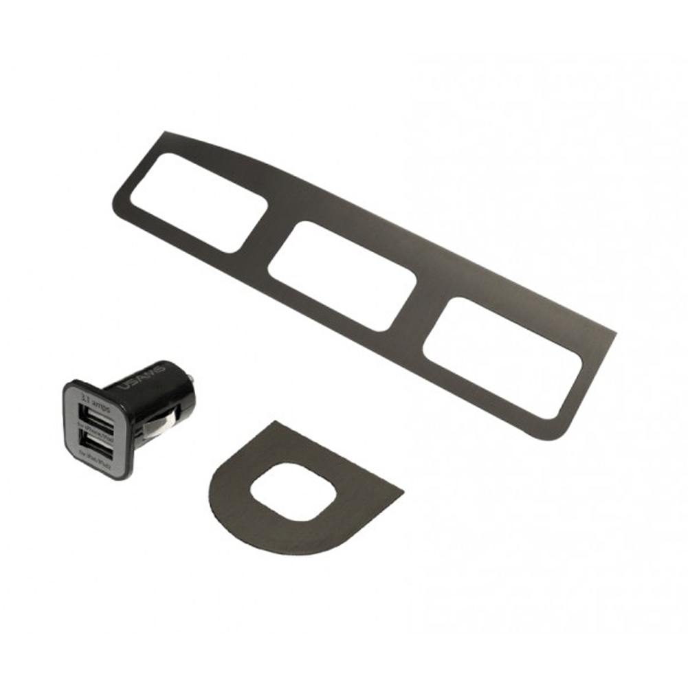 Jass Performance STAINLESS USB CHARGER BEZELS LHD – BLACK BRUSHED