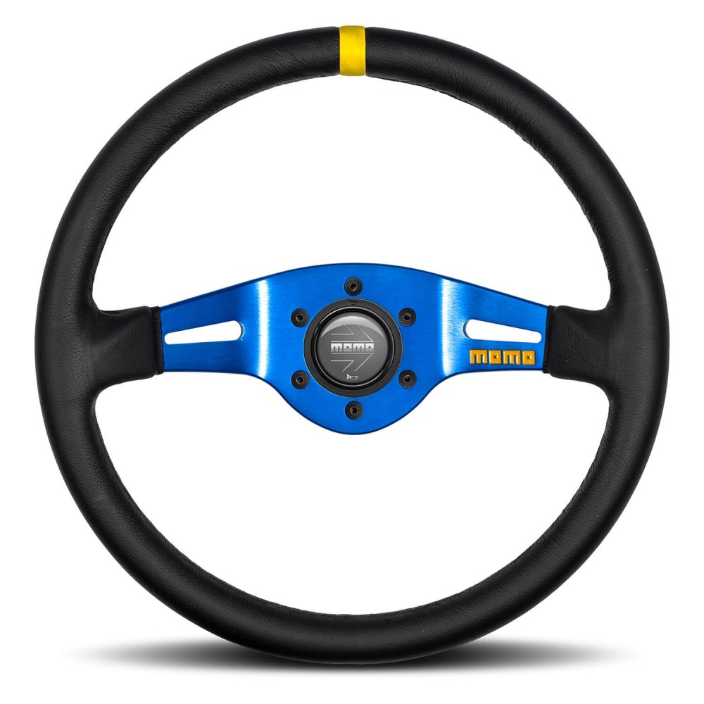 MOMO Steering Wheel MOD.03 Black leather Blue spoke 350MM 100% Genuine MOMO