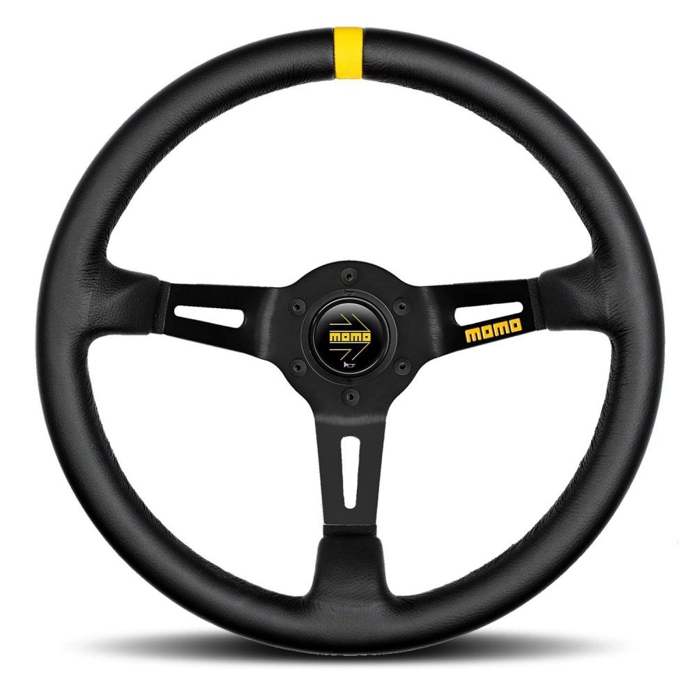 MOMO MOD.08 Steering Wheel 350mm Black Spokes Black Leather 100% Genuine MOMO